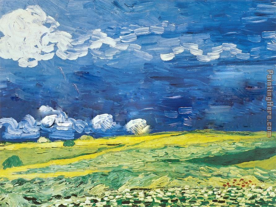Wheatfield under a Cloudy Sky painting - Vincent van Gogh Wheatfield under a Cloudy Sky art painting